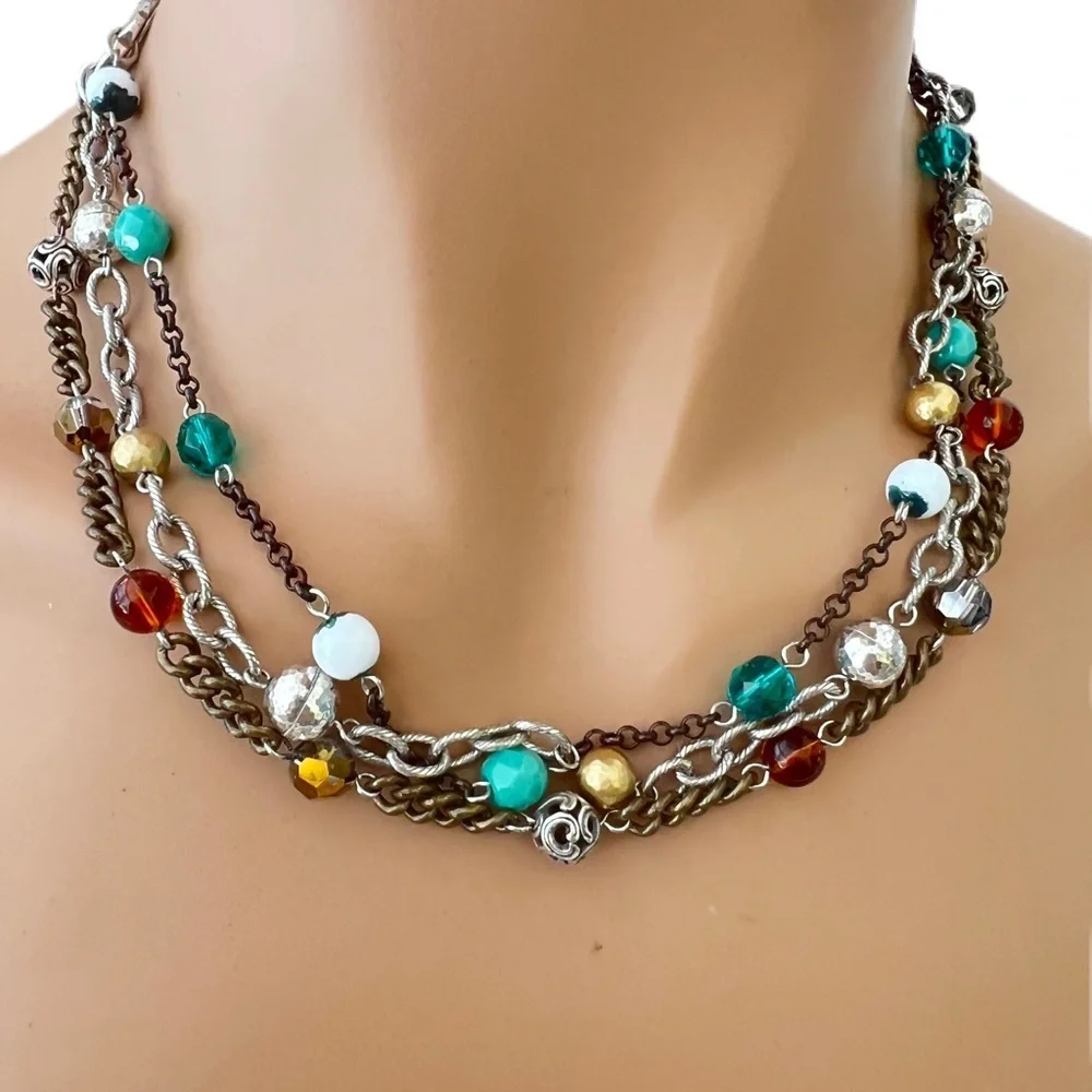 Brighton FOXFIRE Colorful Bead Necklace. Great colors wear with anything